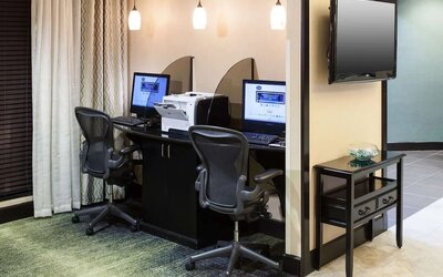 Business center with printer and PC at Hampton Inn & Suites Gainesville-Downtown.
