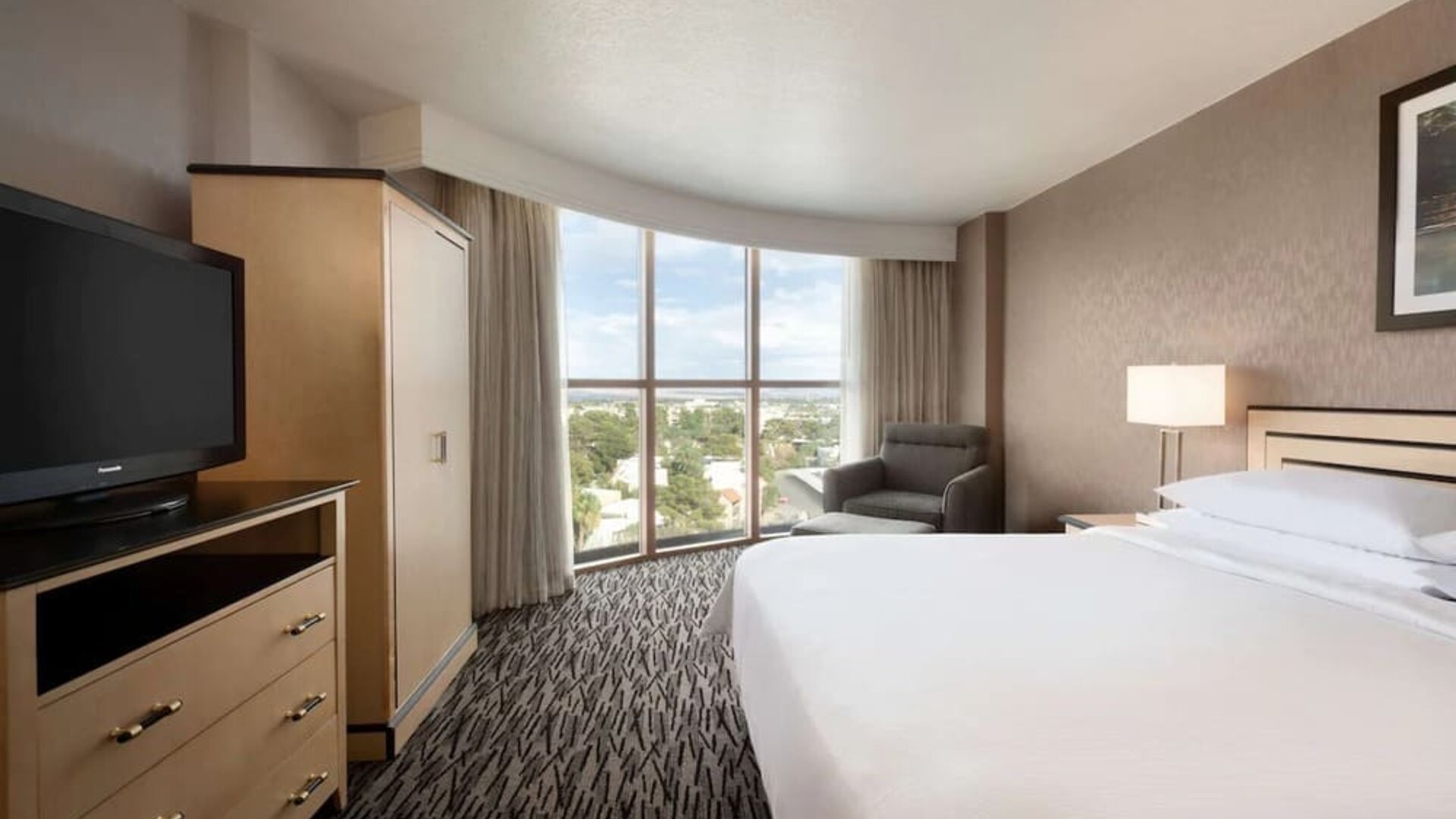 Spacious king room at Embassy Suites By Hilton Convention Center Las Vegas.