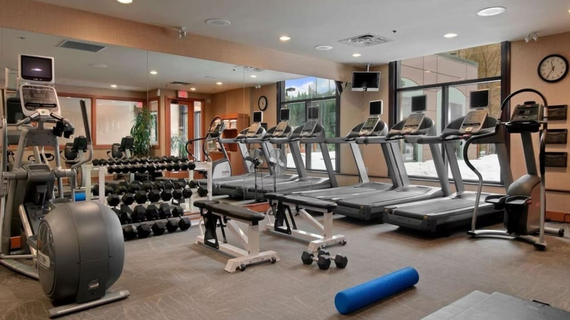 Equipped fitness center at Hilton Whistler Resort & Spa.