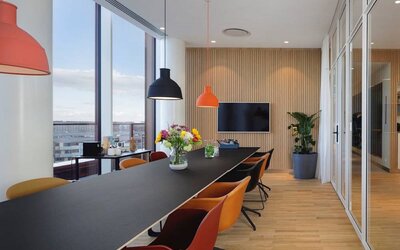 Meeting room with natural light at Zoku Copenhagen.