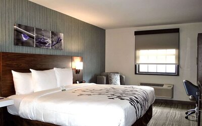 King bed with work space at Sleep Inn Oakbrook Terrace.