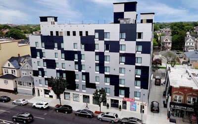 Hotel exterior with parking at Hotel Liberty Inn & Suites.