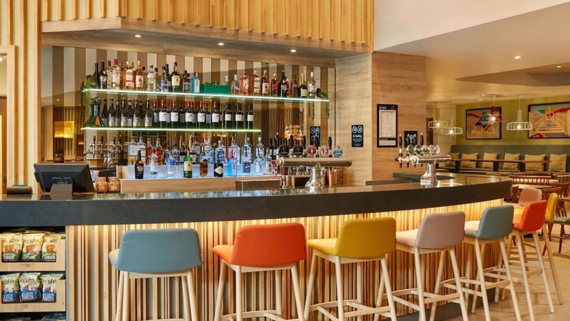 Bar and coworking space at Hampton By Hilton Dublin City Centre.