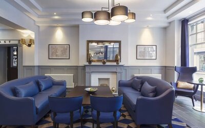 Comfortable lobby and lounge area at Temple Bar Hotel.