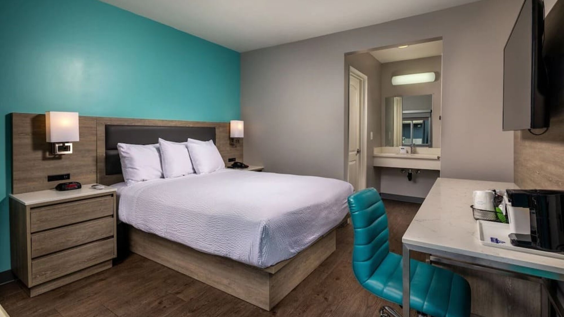 Day use room with work desk and private bathroom at Travelodge LAX By Wyndham.