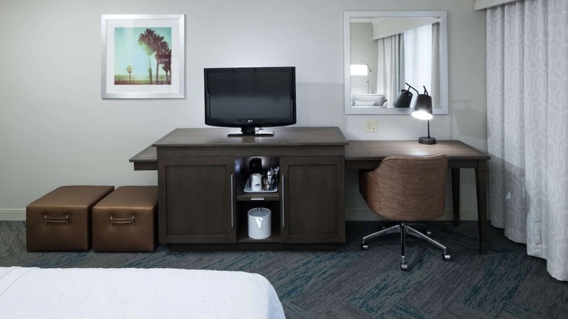 Day use room amenities at Hampton Inn Los Angeles-Orange County-Cypress.
