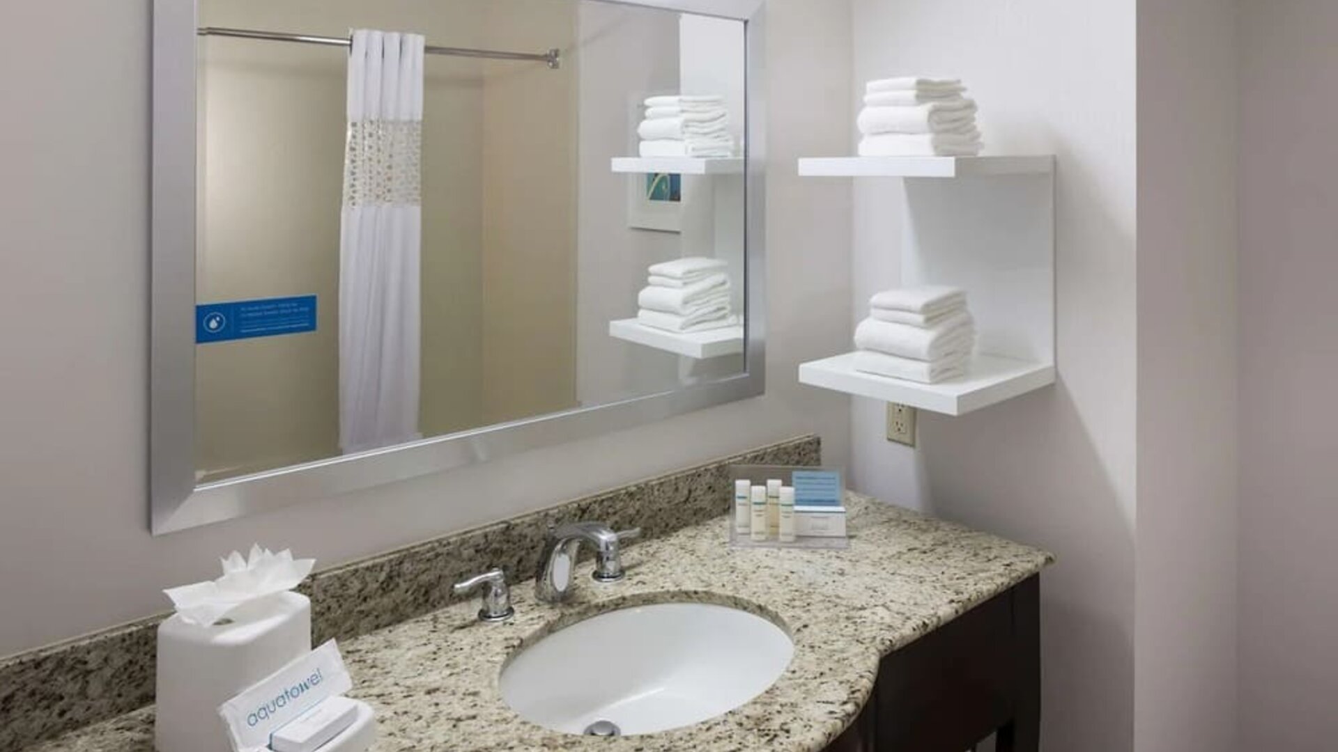 Guest bathroom with shower at Hampton Inn Los Angeles-Orange County-Cypress.