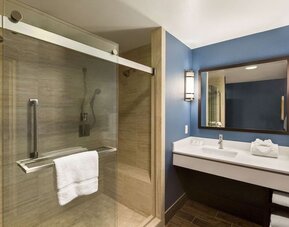 Private guest bathroom with shower at Hilton Garden Inn Houston NW/Willowbrook.