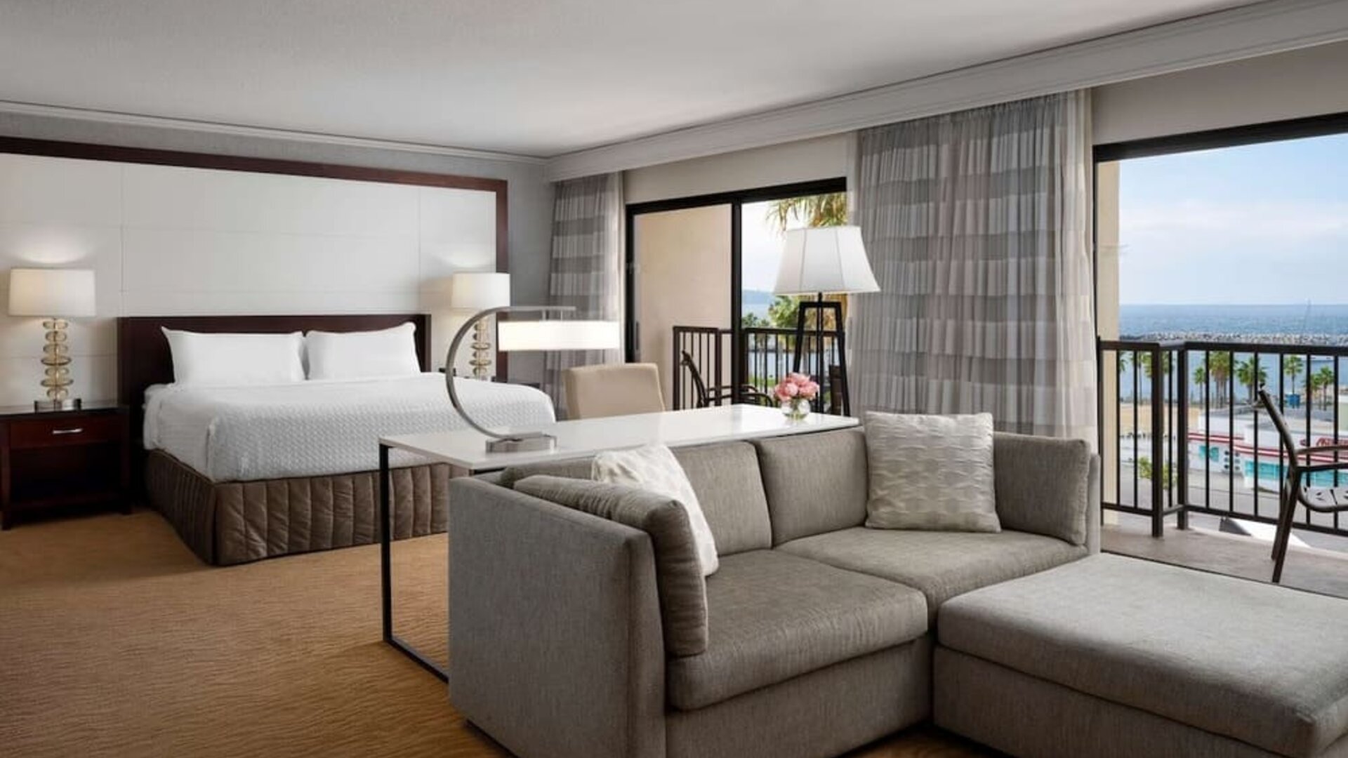 Spacious king room at Sonesta Redondo Beach & Marina.