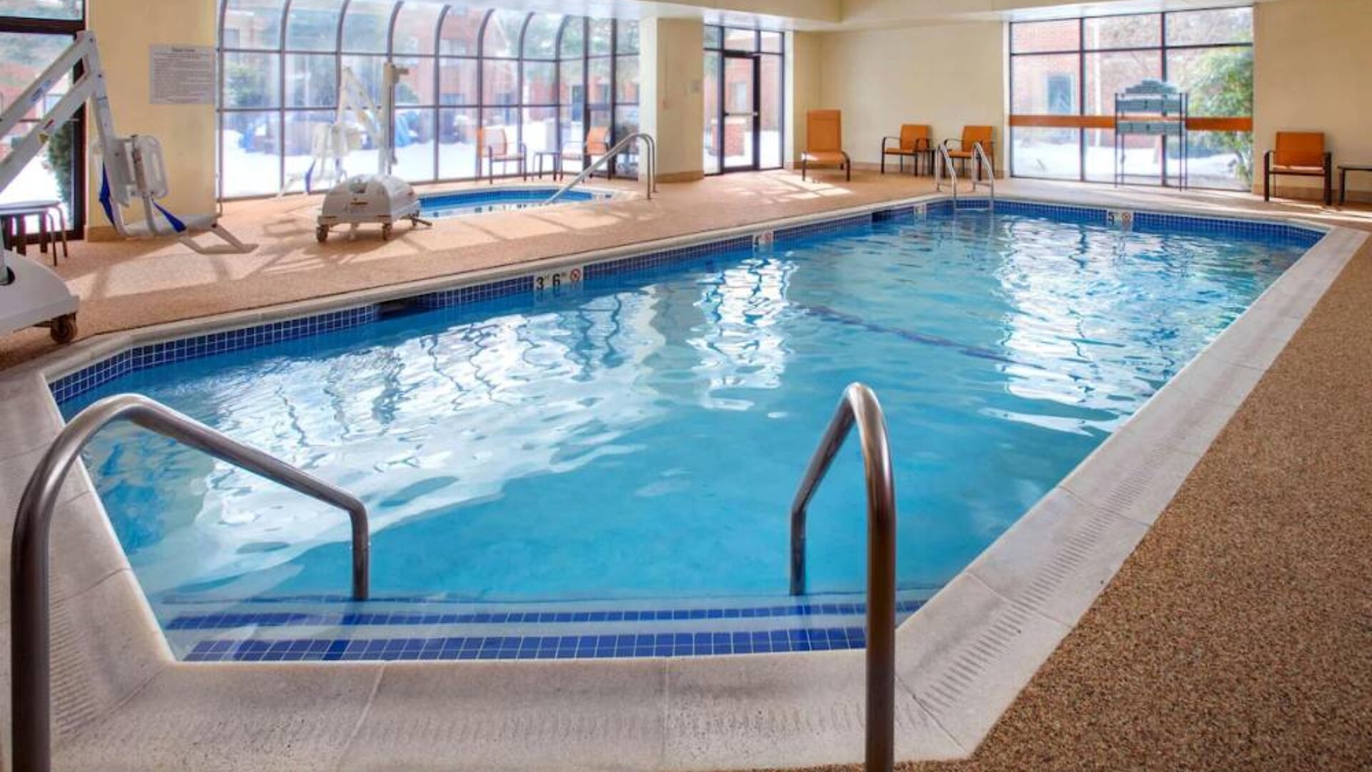 Sonesta Select Boston Milford’s indoor pool includes a lift and had a nearby hot tub.