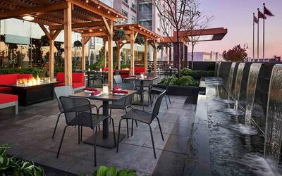 Outdoor terrace at Novotel Toronto Vaughan Centre.