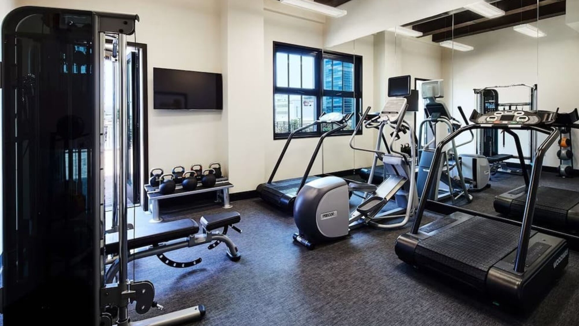 Fitness center available at Hotel Figueroa.