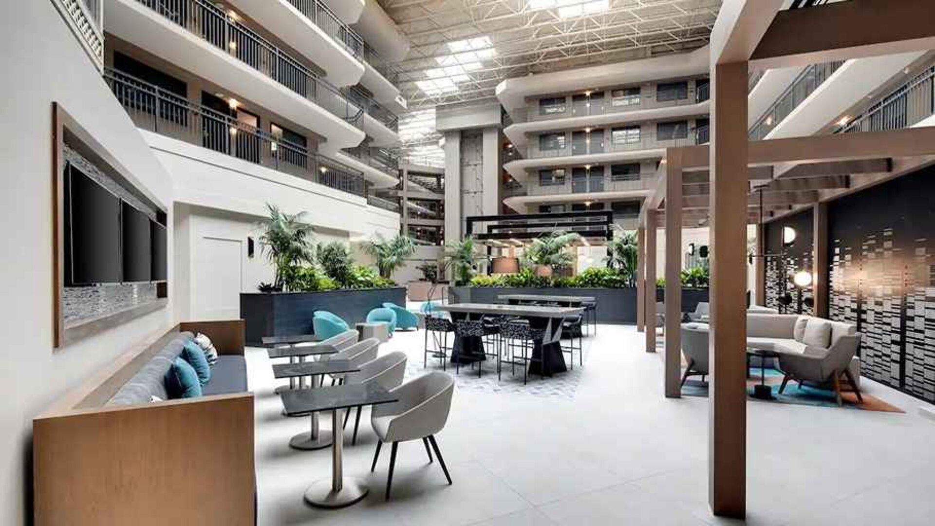 Coworking and lobby area at Embassy Suites By Hilton San Rafael Marin County.
