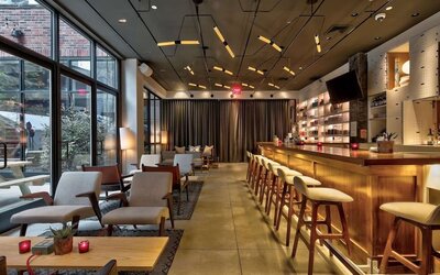 Bar and coworking space at Arlo SoHo.