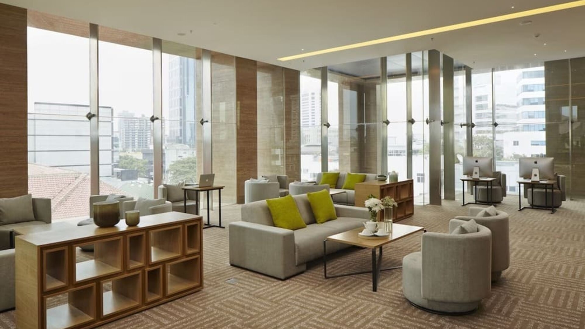 Lounge and coworking area at Fraser Residence Menteng Jakarta.