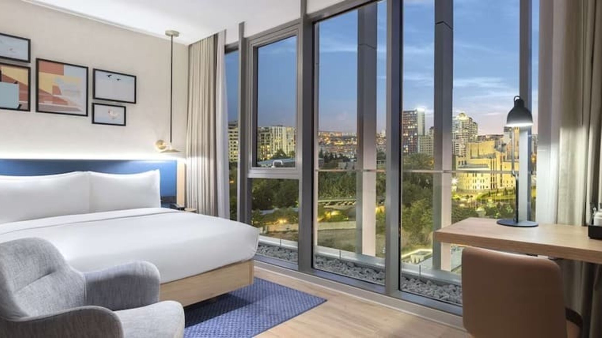 King room with natural light at Hilton Garden Inn Tbilisi Riverview.