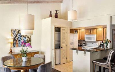 In-room kitchen at Hilton Scottsdale Resort & Villas.