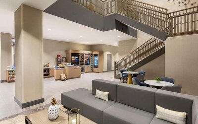 Lounge, lobby, and coworking space at Hilton Garden Inn Nashville West End Avenue.
