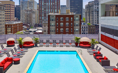 Stunning outdoor pool at Sonesta Philadelphia Rittenhouse Square.