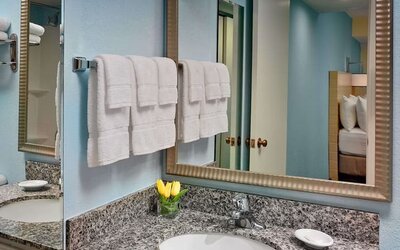 Sonesta ES Suites Tucson guest bathroom provides an ensuite shower and sink.