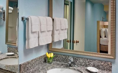 Guest bathroom at Sonesta ES Suites Cincinnati - Blue Ash.