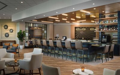 Bar and coworking space at Sonesta Irvine.