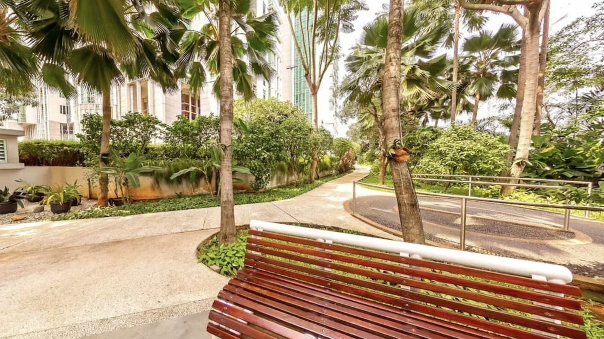 Hotel gardens at Fraser Residence Sudirman Jakarta.