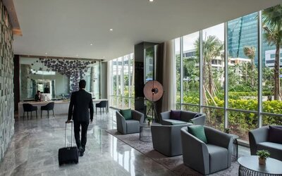 Lobby and lounge at Fraser Place Setiabudi Jakarta.