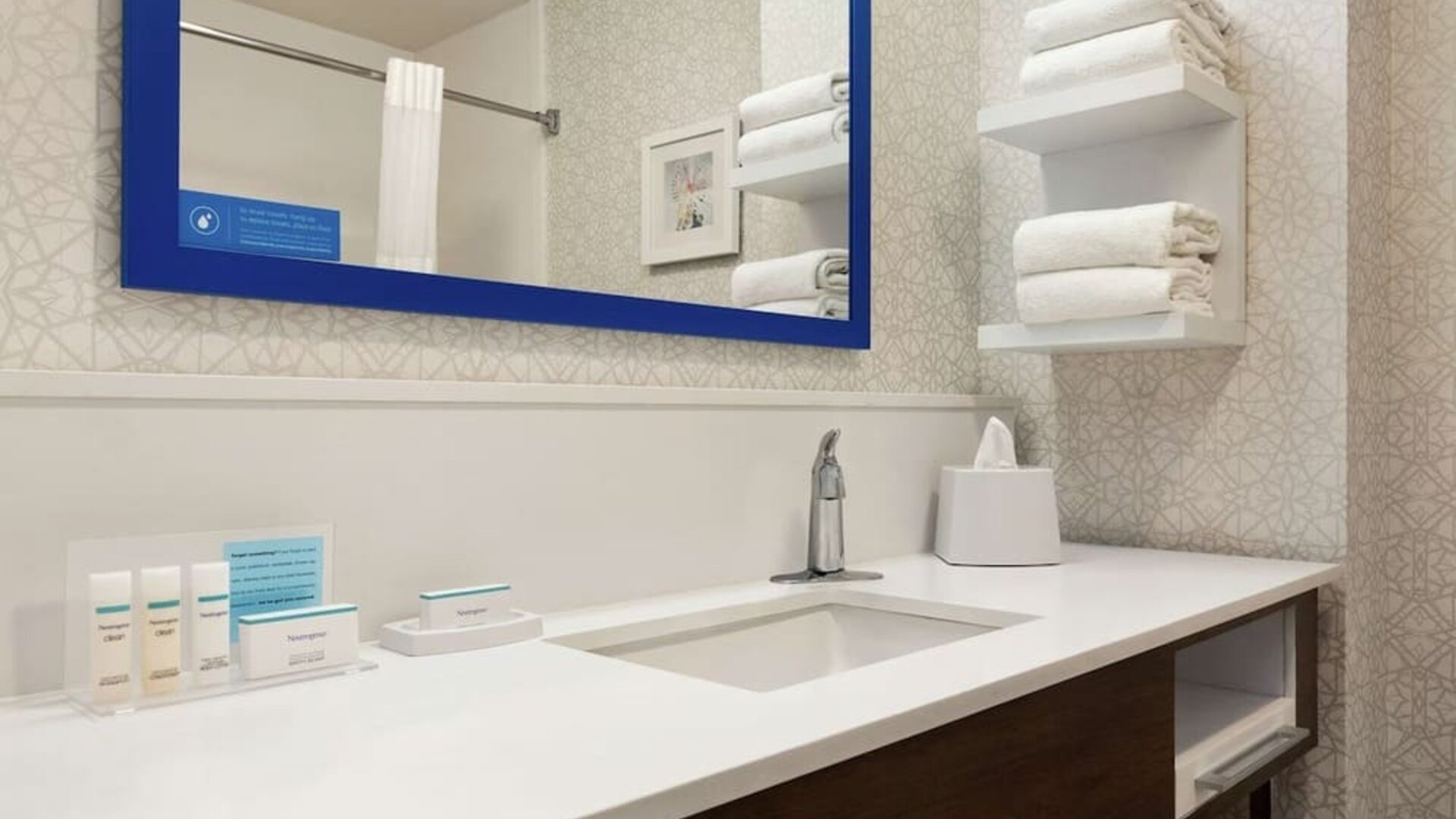 Guest bathroom at Hampton Inn Tracy.