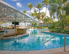 Outdoor pool bar at Royal Sonesta San Juan.