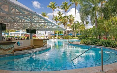 Outdoor pool bar at Royal Sonesta San Juan.