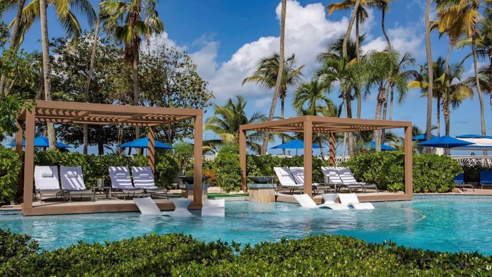 Pool cabanas at Royal Sonesta San Juan.