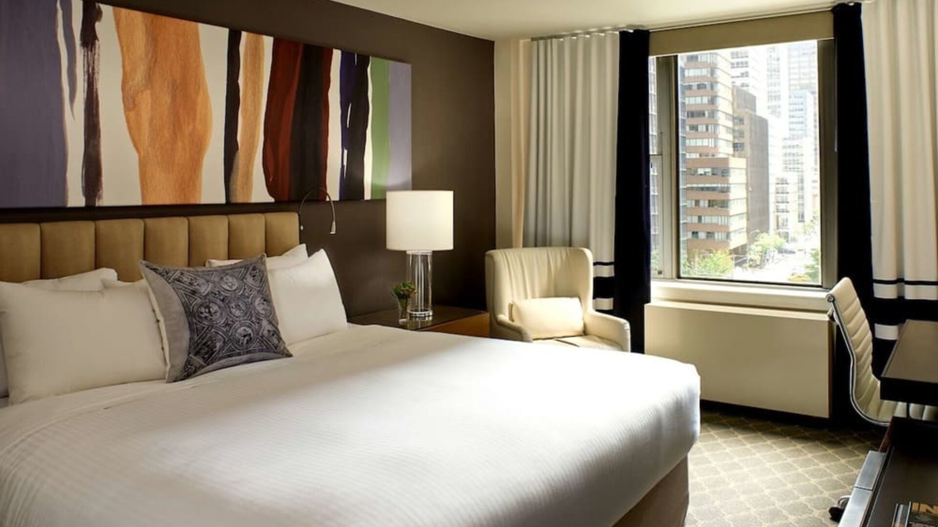 Romantic king room at The Fifty Sonesta Select New York.