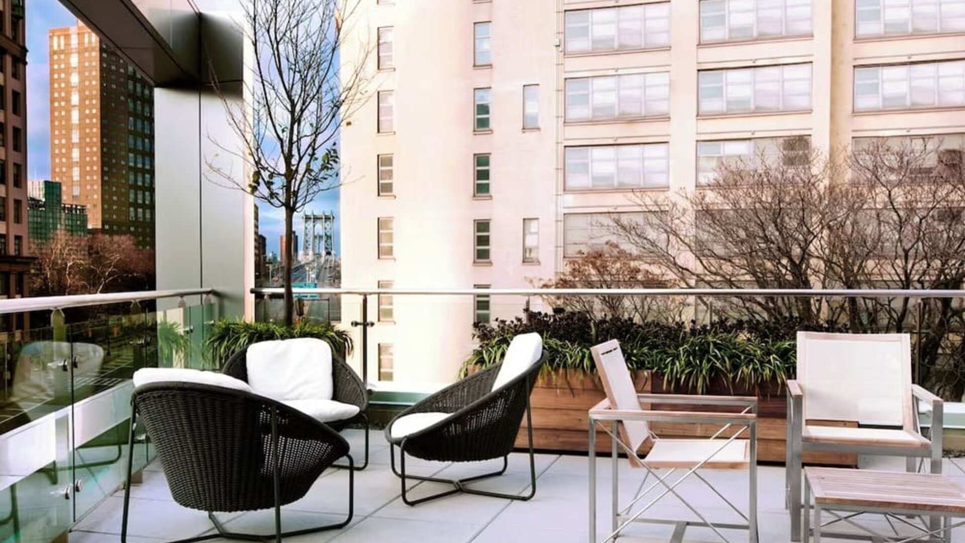 Outdoor terrace at The Tillary Hotel.