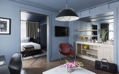 Spacious king suite at The Tillary Hotel.