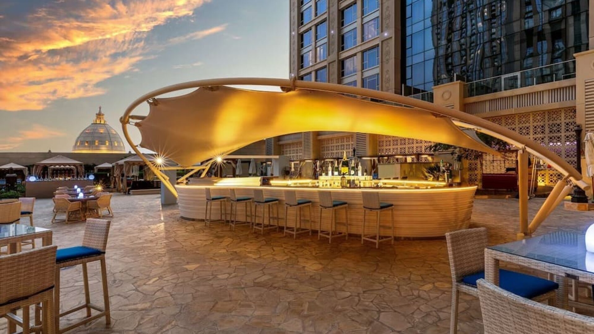 Rooftop bar at Hilton Dubai Al Habtoor City.