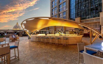 Rooftop bar at Hilton Dubai Al Habtoor City.