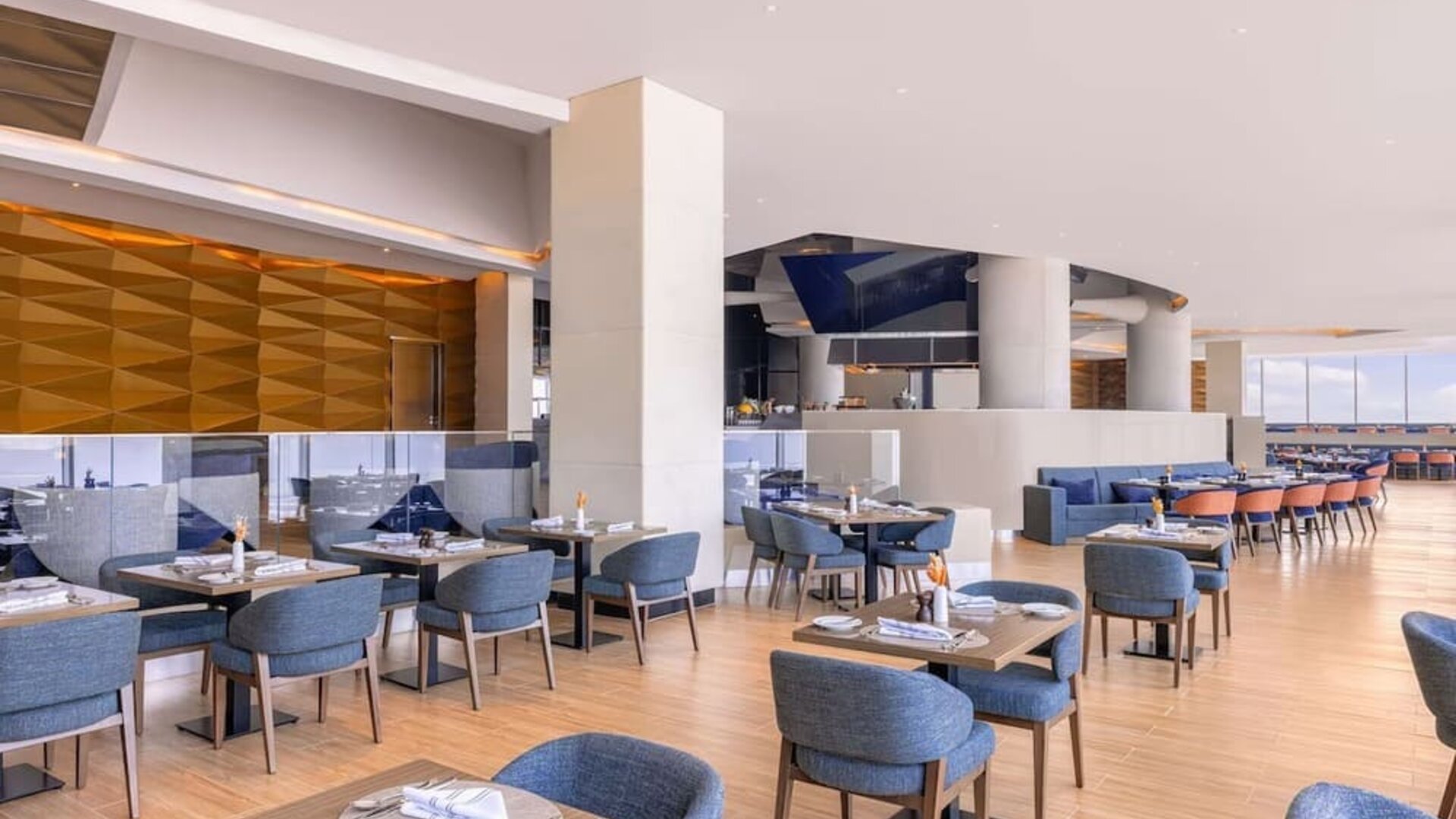 Meeting and dining area at Hilton Dubai Al Habtoor City.