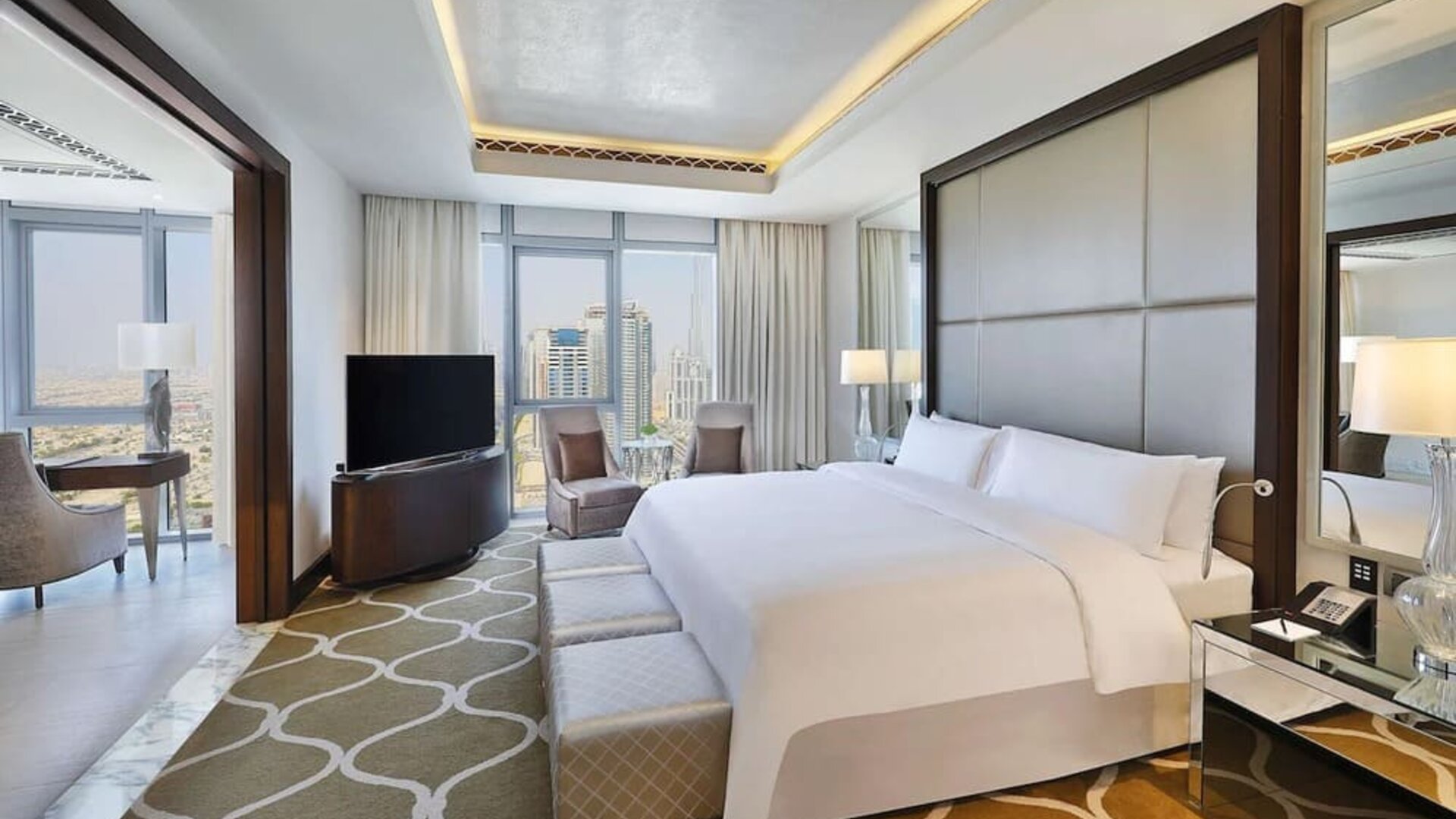 Spacious king room at Hilton Dubai Al Habtoor City.