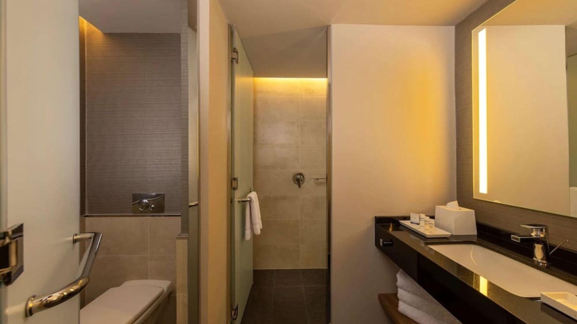 Guest bathroom at Hilton Garden Inn Lima Miraflores.