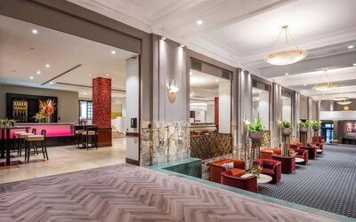 Lobby and coworking space at DoubleTree By Hilton Brussels City.