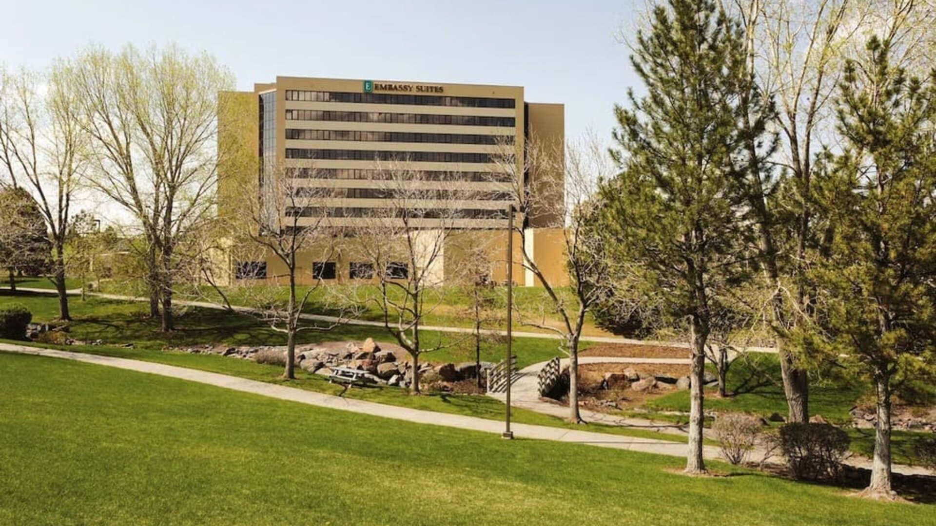 Hotel garden at Embassy Suites By Hilton Denver Tech Center.