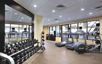 Fitness center at Embassy Suites By Hilton Denver Tech Center.