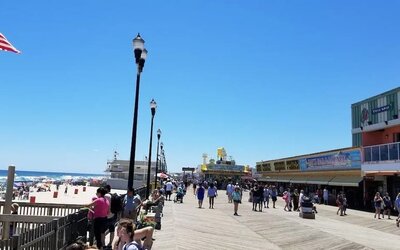 Beach promenade nearby at Bay Breeze Motel.