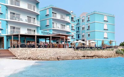 Hotel exterior overlooking the ocean at Oyster Bay Beach Resort.
