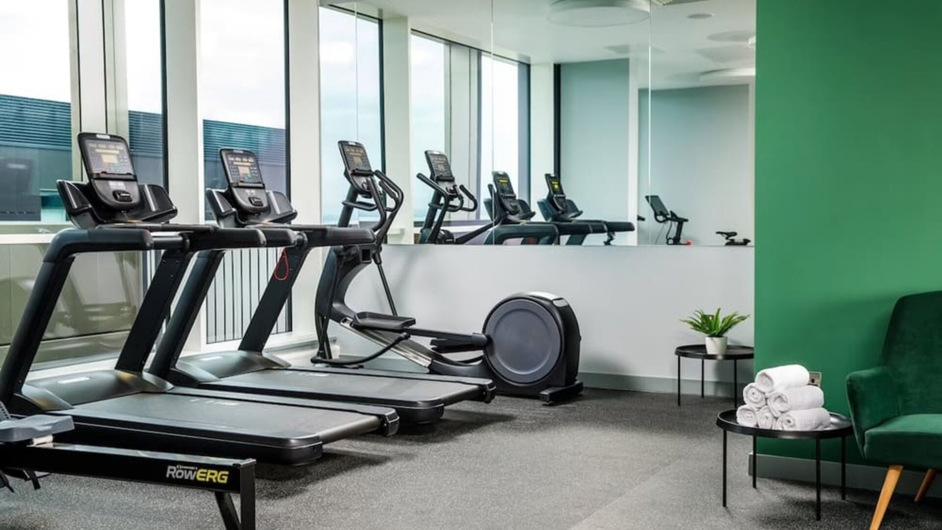 Fitness center at Holiday Inn Manchester Airport. 