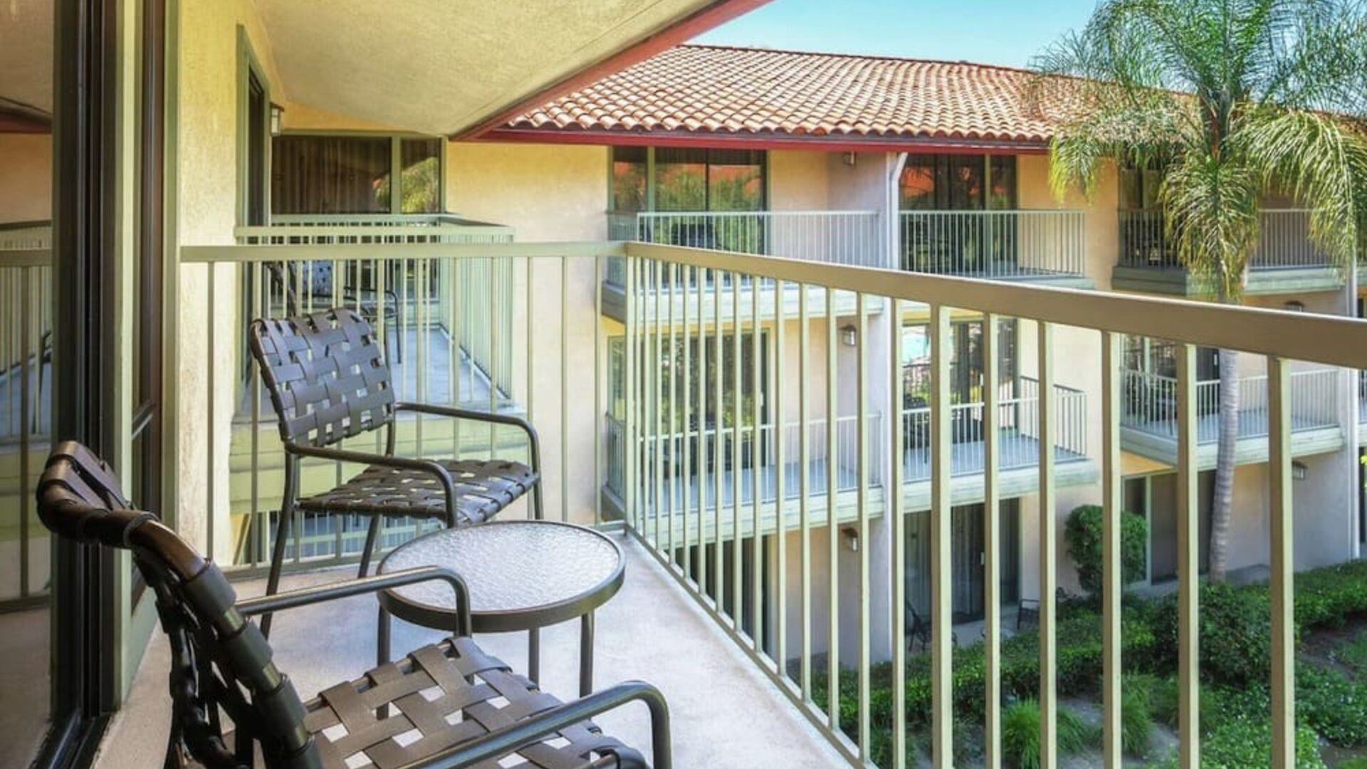 Day use room with relaxing outdoor balcony at DoubleTree By Hilton Ontario Airport.