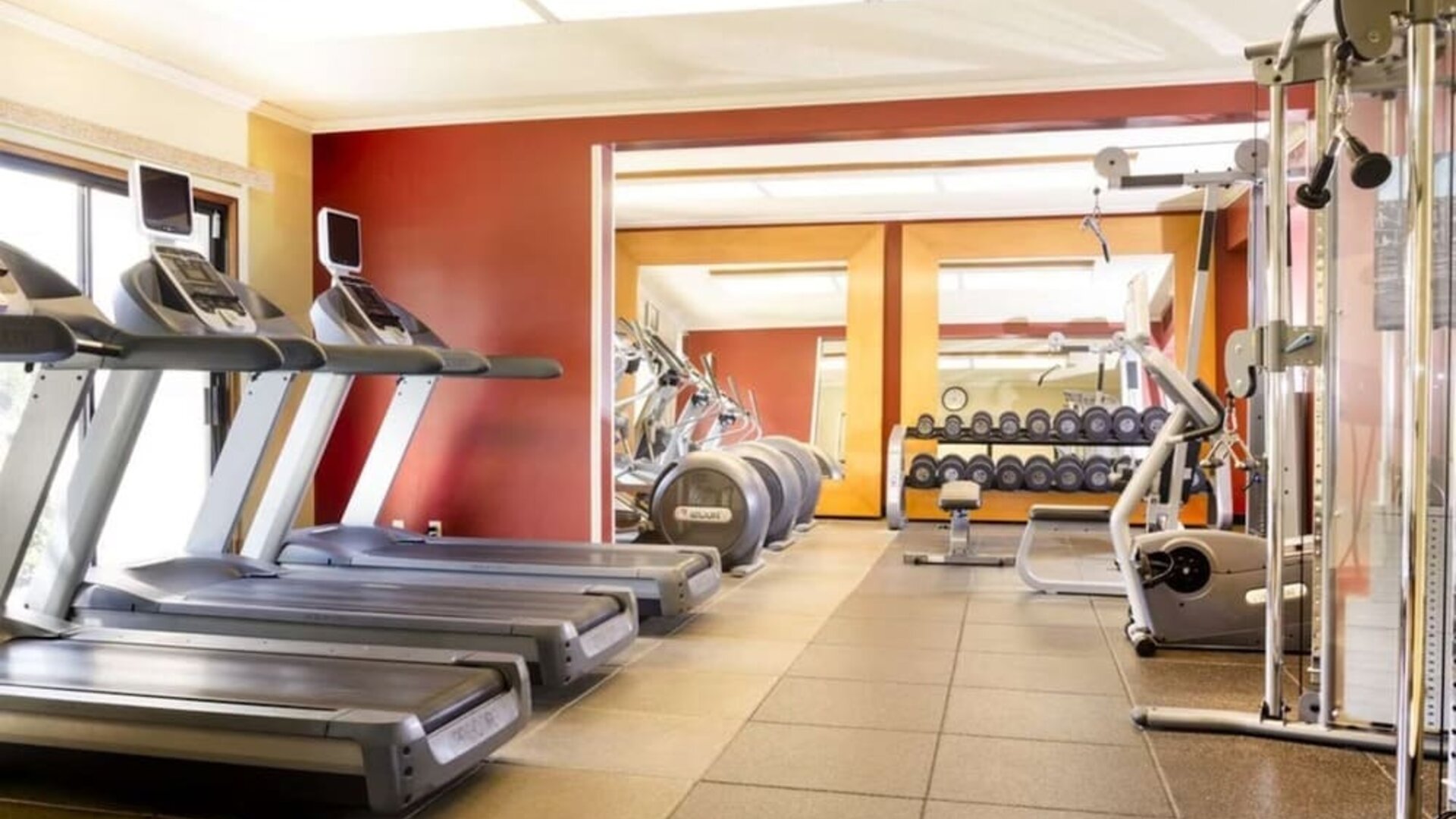 Fitness center at DoubleTree By Hilton Ontario Airport.