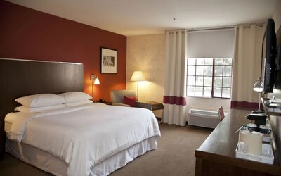 King room with TV at La Hacienda San Jose Silicon Valley.