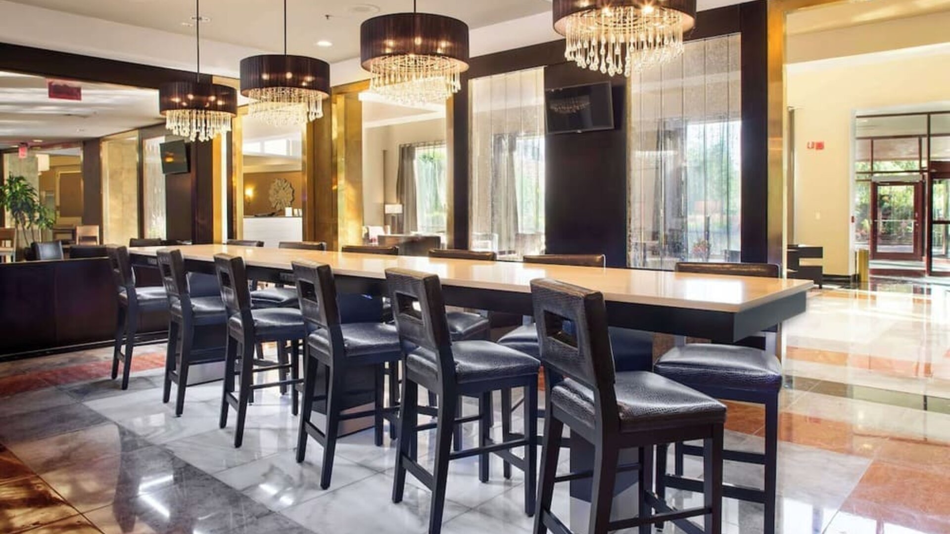 Hotel bar area at Laguardia Plaza Hotel.